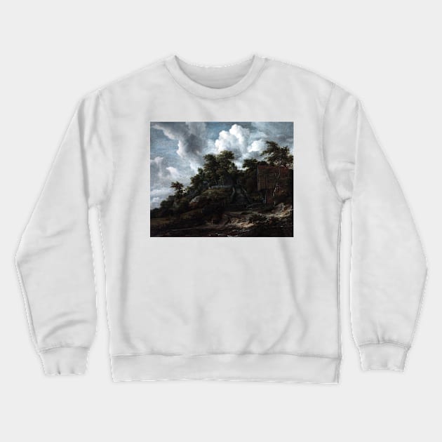 Jacob van Ruisdael Wooded hillside with a view of Bentheim Castle Crewneck Sweatshirt by pdpress